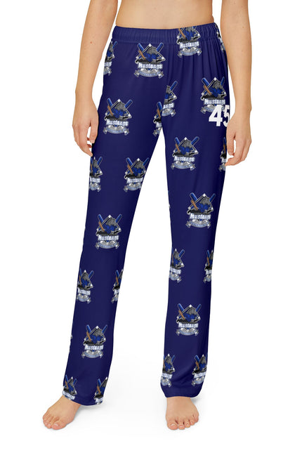 Kids Lounge Pants — Blue All-Over Print Baseball Mascot with Number 45