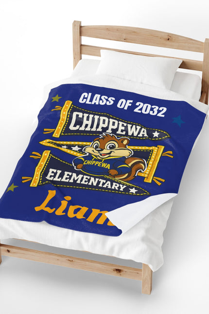 Chippewa Elementary Personalized Plush Blanket — Custom Name & Age