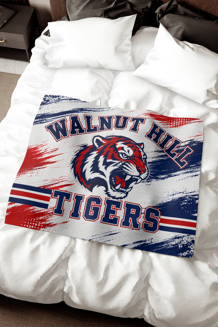 Walnut Hill Tigers Sweatshirt Blanket – Red & Navy Mascot Throw