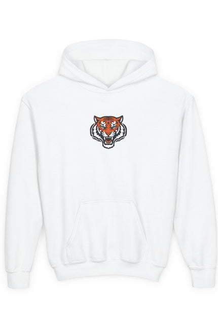 Tiger Head Youth Hoodie — Retro Stripes Kids Sweatshirt