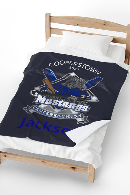 Personalized Mustangs Velveteen Plush Blanket – Cooperstown 2026 Centerreach, NY (Jackson)