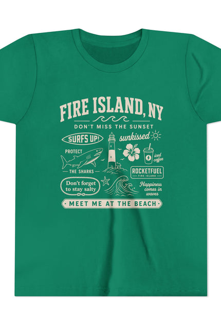 Fire Island, NY Youth Tee — 'Meet Me at the Beach' Graphic Shirt