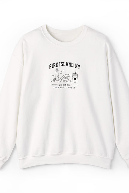 Fire Island NY Crewneck Sweatshirt — Vintage Beach Map Graphic