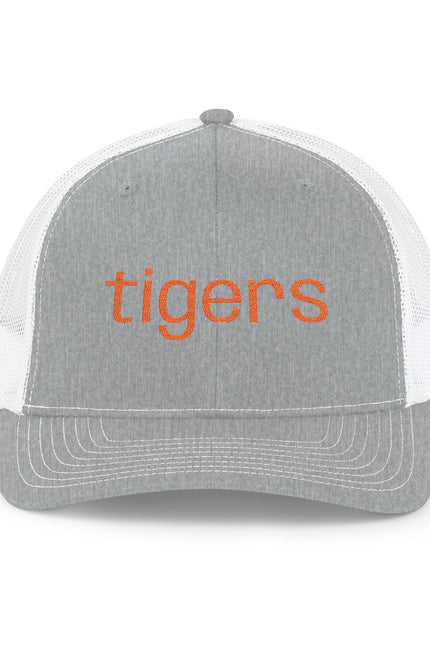 Tigers Snapback Trucker Cap — Retro Orange Embroidered Mesh Hat