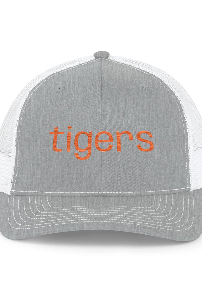 Tigers Snapback Trucker Cap — Retro Orange Embroidered Mesh Hat