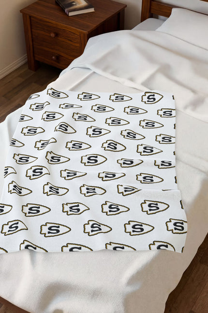 Custom Repeating Logo Velveteen Plush Blanket — Personalized Logo Blanket