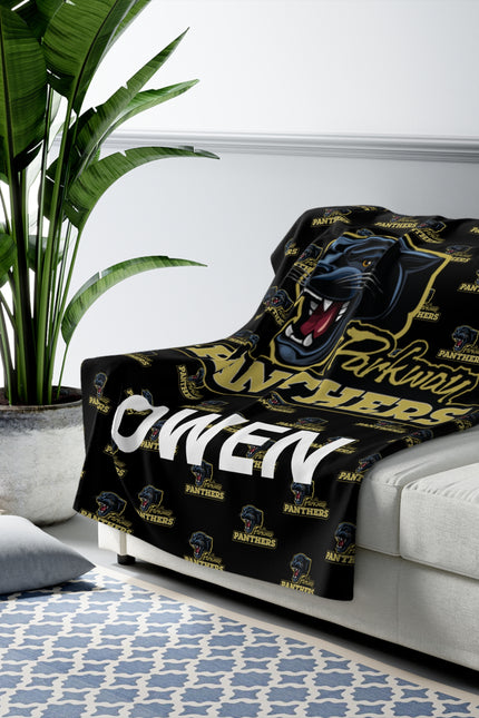 Personalized Parkway Panthers Sherpa Blanket – Custom Name Owen