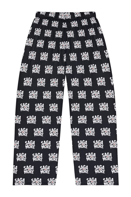Pajama Pants — Allover 'SAGA MORE' Black Lounge Sleepwear