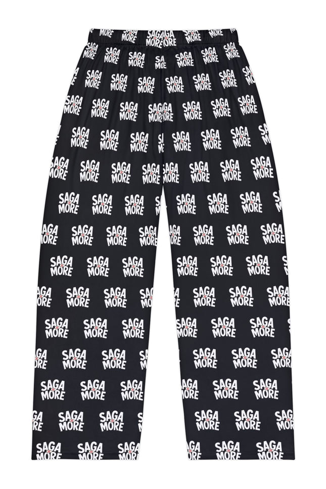 Pajama Pants — Allover 'SAGA MORE' Black Lounge Sleepwear