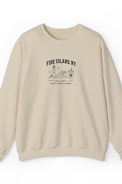 Fire Island NY Crewneck Sweatshirt — Vintage Beach Map Graphic
