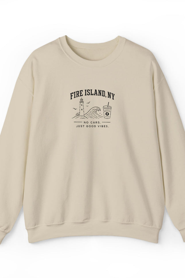 Fire Island NY Crewneck Sweatshirt — Vintage Beach Map Graphic