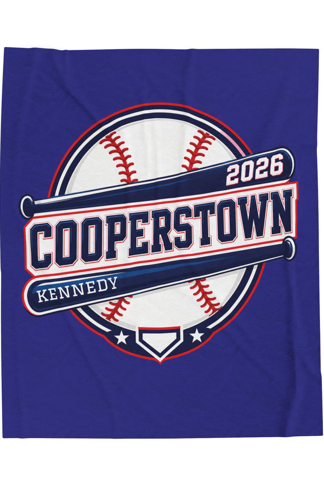 Baseball Cooperstown 2026 Velveteen Plush Blanket – Personalized Kennedy Design