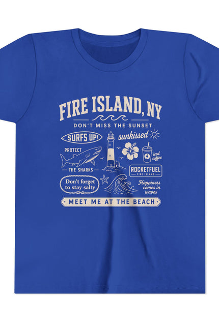 Fire Island, NY Youth Tee — 'Meet Me at the Beach' Graphic Shirt