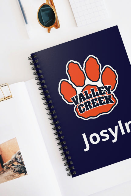 Valley Creek Paw Personalized Spiral Notebook - Custom Name Ruled Journal