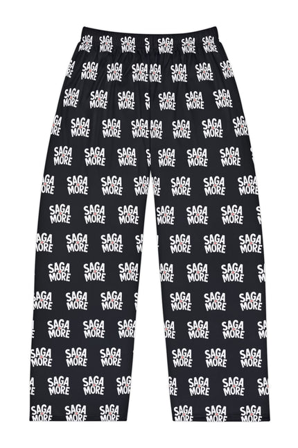 Pajama Pants — Allover 'SAGA MORE' Black Lounge Sleepwear