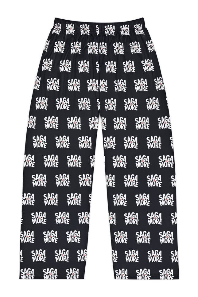Pajama Pants — Allover 'SAGA MORE' Black Lounge Sleepwear