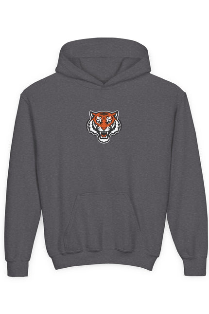 Tiger Head Youth Hoodie — Retro Stripes Kids Sweatshirt
