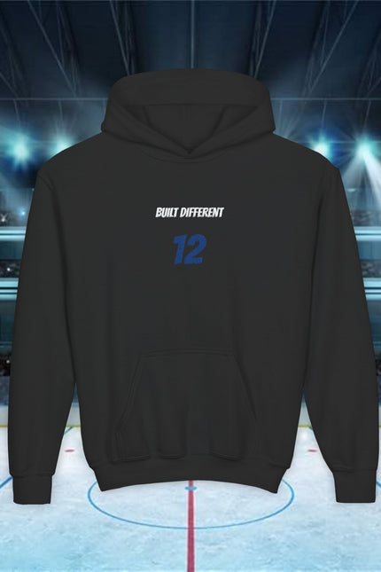 Built Different Personalized Number Hoodie — 'Built Different' Motivational Gym Sweatshirt