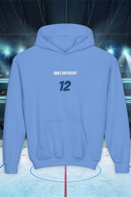 Built Different Personalized Number Hoodie — 'Built Different' Motivational Gym Sweatshirt