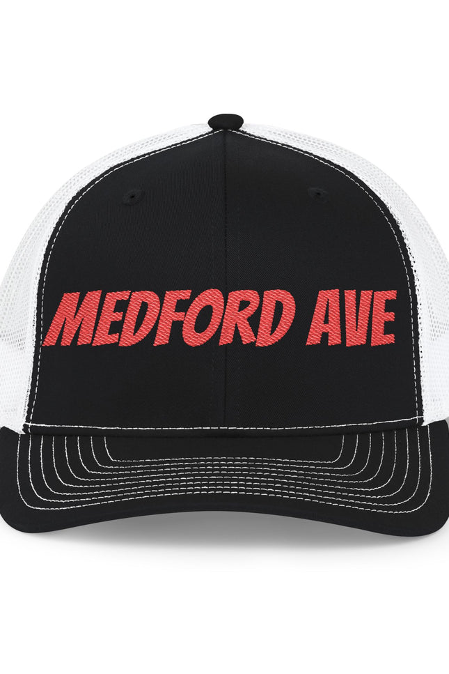 Medford Ave Trucker Cap — Retro Script Snapback Hat