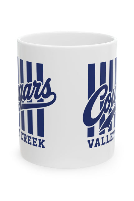 Cougars Valley Creek Ceramic Mug — Retro Striped Team Coffee Cup (11oz, 15oz)