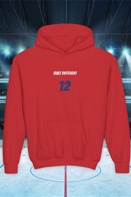 Built Different Personalized Number Hoodie — 'Built Different' Motivational Gym Sweatshirt
