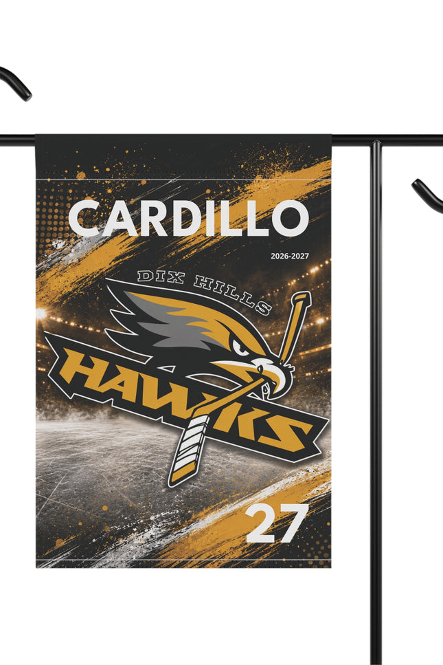 Custom Hawks Hockey Garden Flag — Personalized Name & Number Team Banner