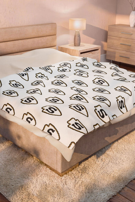 Custom Repeating Logo Velveteen Plush Blanket — Personalized Logo Blanket
