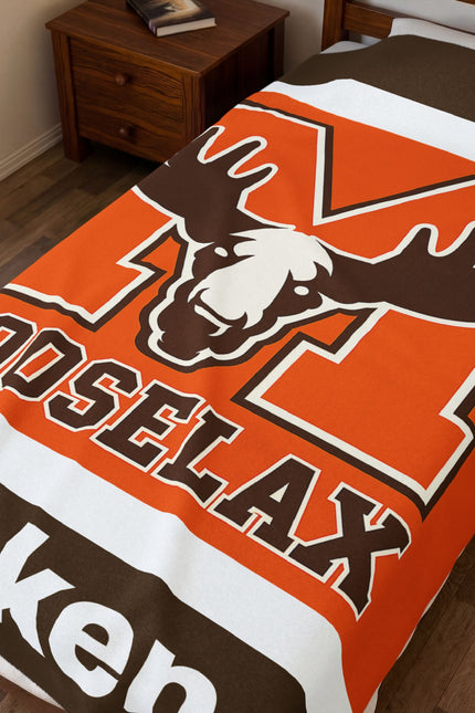 Velveteen Plush Blanket — MooseLax Personalized Orange Moose Logo Throw