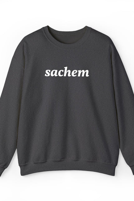 Sachet Script Crewneck Sweatshirt — Minimal Black Pullover with "sachem" Text