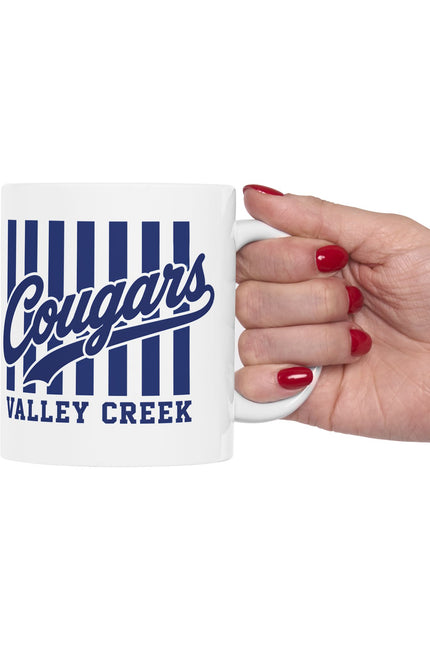 Cougars Valley Creek Ceramic Mug — Retro Striped Team Coffee Cup (11oz, 15oz)