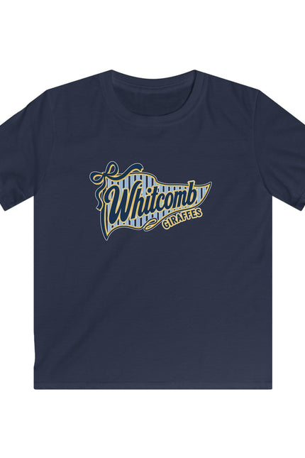 Whitcomb Giraffes Kids T‑Shirt — Vintage Script School Team Tee