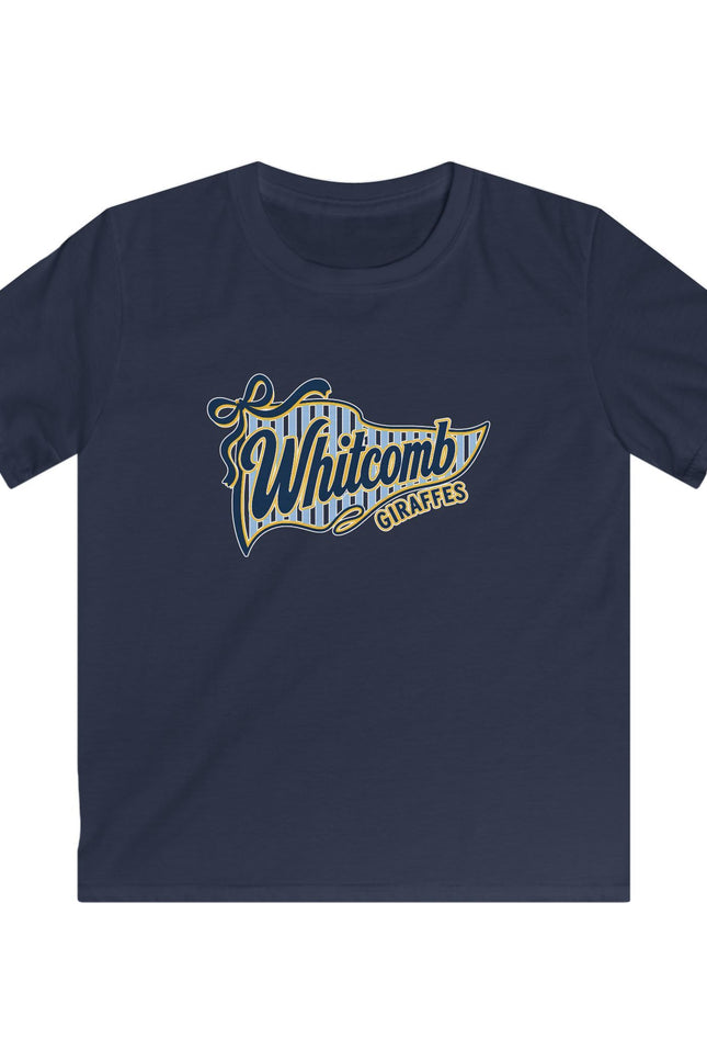 Whitcomb Giraffes Kids T‑Shirt — Vintage Script School Team Tee