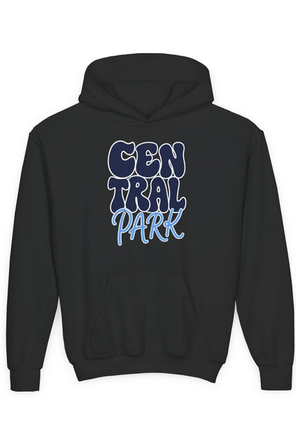 Central Park Youth Hoodie — Retro Bubble Text Kids Sweatshirt