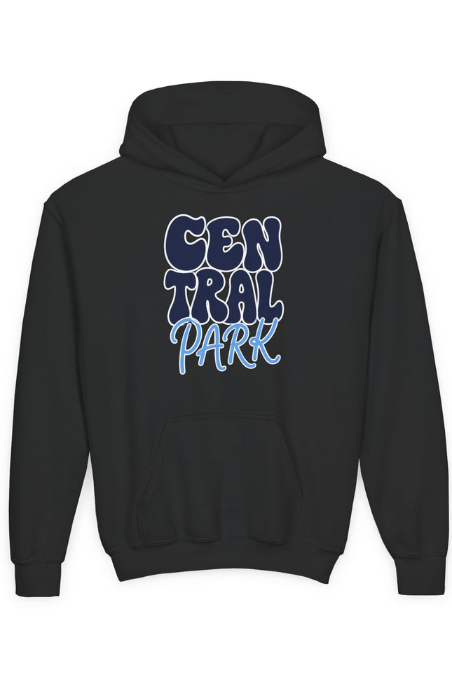 Central Park Youth Hoodie — Retro Bubble Text Kids Sweatshirt