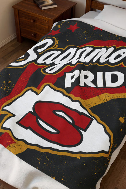 Sagamore Pride Velveteen Plush Blanket — School Spirit Throw with 'S' Logo