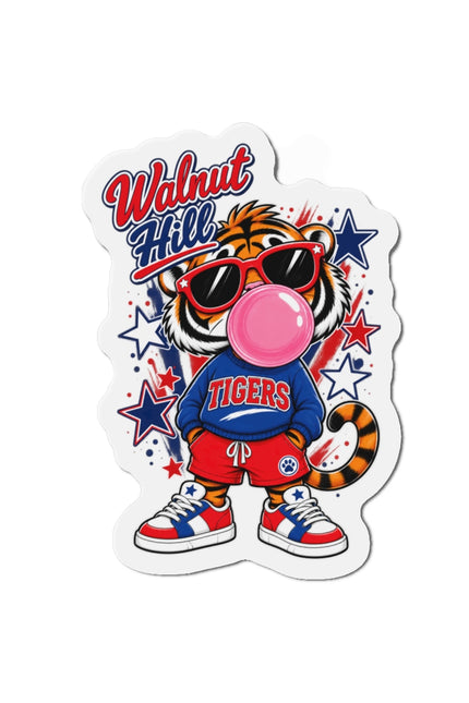 Walnut Hill Tigers Tiger Mascot Die-Cut Magnet — Bubblegum & Sunglasses School Spirit