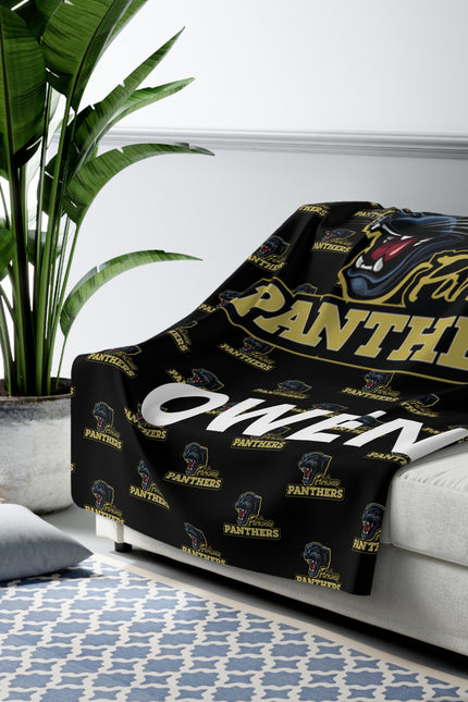 Personalized Parkway Panthers Sherpa Blanket – Custom Name Owen
