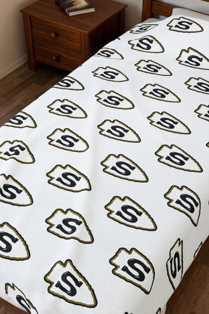 Custom Repeating Logo Velveteen Plush Blanket — Personalized Logo Blanket