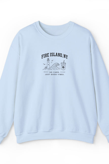 Fire Island NY Crewneck Sweatshirt — Vintage Beach Map Graphic