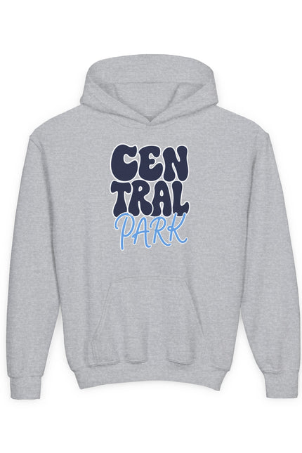 Central Park Youth Hoodie — Retro Bubble Text Kids Sweatshirt