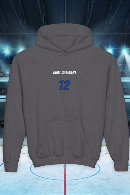 Built Different Personalized Number Hoodie — 'Built Different' Motivational Gym Sweatshirt