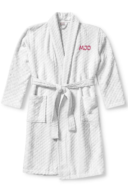 Embroidered Monogram Terry Shawl Robe — Soft Spa Robe for Men & Women