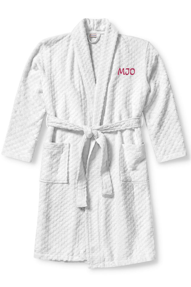 Embroidered Monogram Terry Shawl Robe — Soft Spa Robe for Men & Women