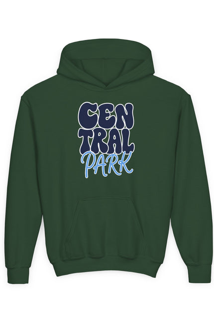 Central Park Youth Hoodie — Retro Bubble Text Kids Sweatshirt