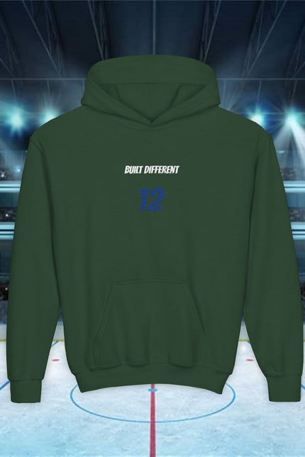 Built Different Personalized Number Hoodie — 'Built Different' Motivational Gym Sweatshirt