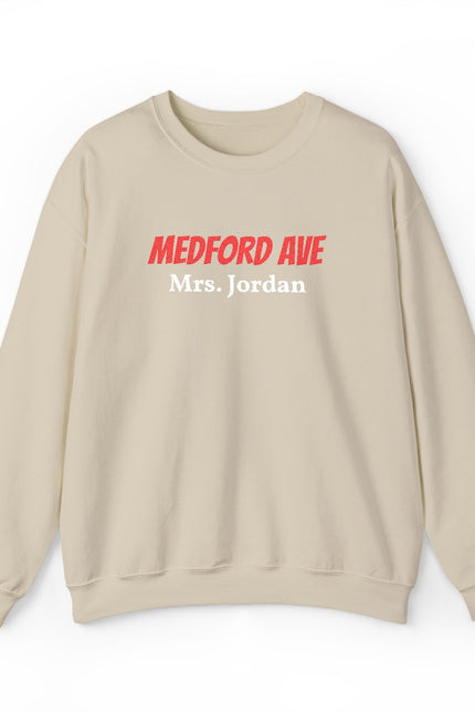 Embroidered Adult Medford Ave Crewneck Sweatshirt — “Personalized Name” Personalized School Pride Sweater
