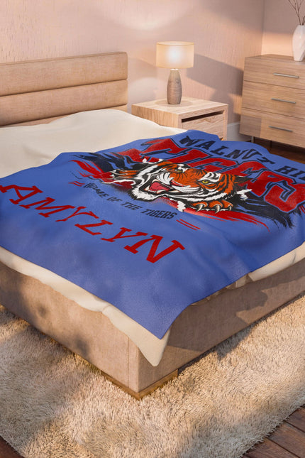 Walnut Hill Tigers tiger mascot Velveteen Plush Blanket | Personalized name option