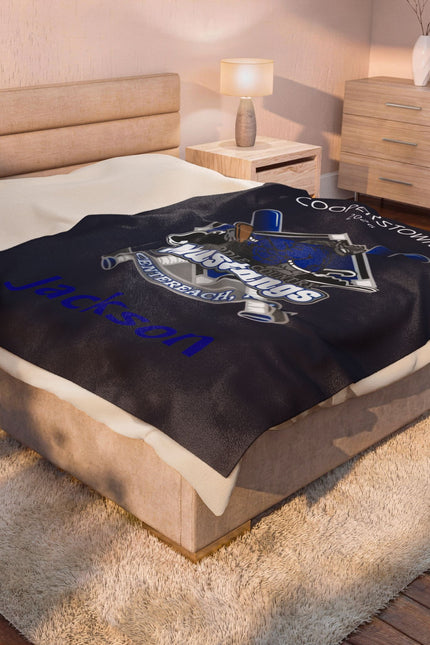Personalized Mustangs Velveteen Plush Blanket – Cooperstown 2026 Centerreach, NY (Jackson)