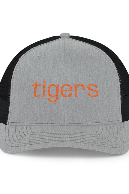 Tigers Snapback Trucker Cap — Retro Orange Embroidered Mesh Hat